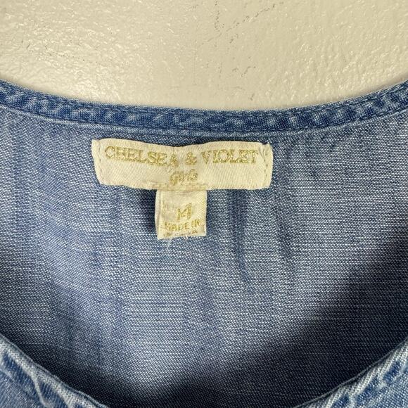 Chelsea & Violet | Girls 14 Blue Chambray Tencel V-neck Sleeveless A-line Dress - Picture 5 of 7